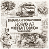 Барабан тормозной передний HOWO A7 =KITATOMO= (WG9112440001) фото в интернет-магазине РСТ-Моторс