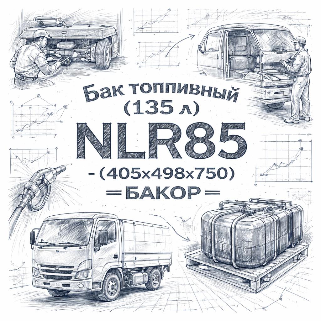 Бак топливный (135 л) NLR85 (405х498х750) =БАКОР= фото в интернет-магазине РСТ-Моторс