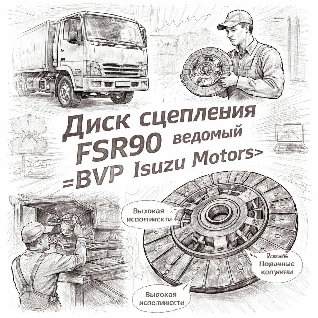 Диск сцепления FSR90 ведомый =BVP Isuzu Motors= (1312409711 1312600401 1876101400) фото в интернет-магазине РСТ-Моторс