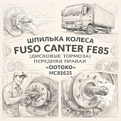 Шпилька колеса Fuso Canter FE85 (дисковые тормоза) передняя правая =OOTOKO= (MC862635) фото в интернет-магазине РСТ-Моторс