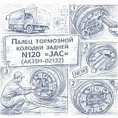 Палец тормозной колодки задней N120 =JAC= (AK35H-02132) фото в интернет-магазине РСТ-Моторс