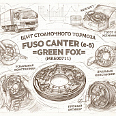 Щит стояночного тормоза в сборе (без барабана) Fuso Canter (Е-3) =GREEN FOX= (MK500711) фото в интернет-магазине РСТ-Моторс