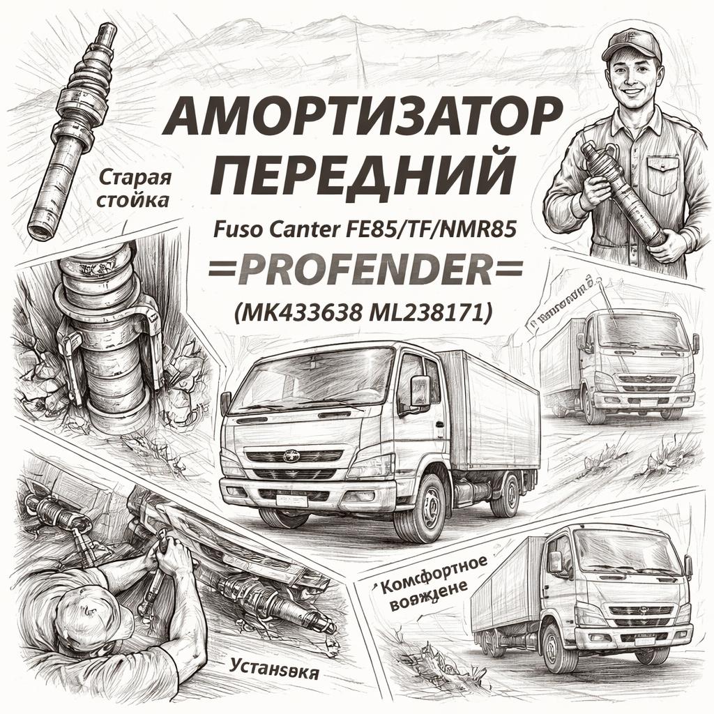 Амортизатор передний Fuso Canter FE85/TF/NMR85 =PROFENDER= (MK433638 ML238171) фото в интернет-магазине РСТ-Моторс