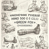 Наконечник рулевой HINO 500 E-5 (22.5) левый =GREEN FOX= (S4550E0090) фото в интернет-магазине РСТ-Моторс