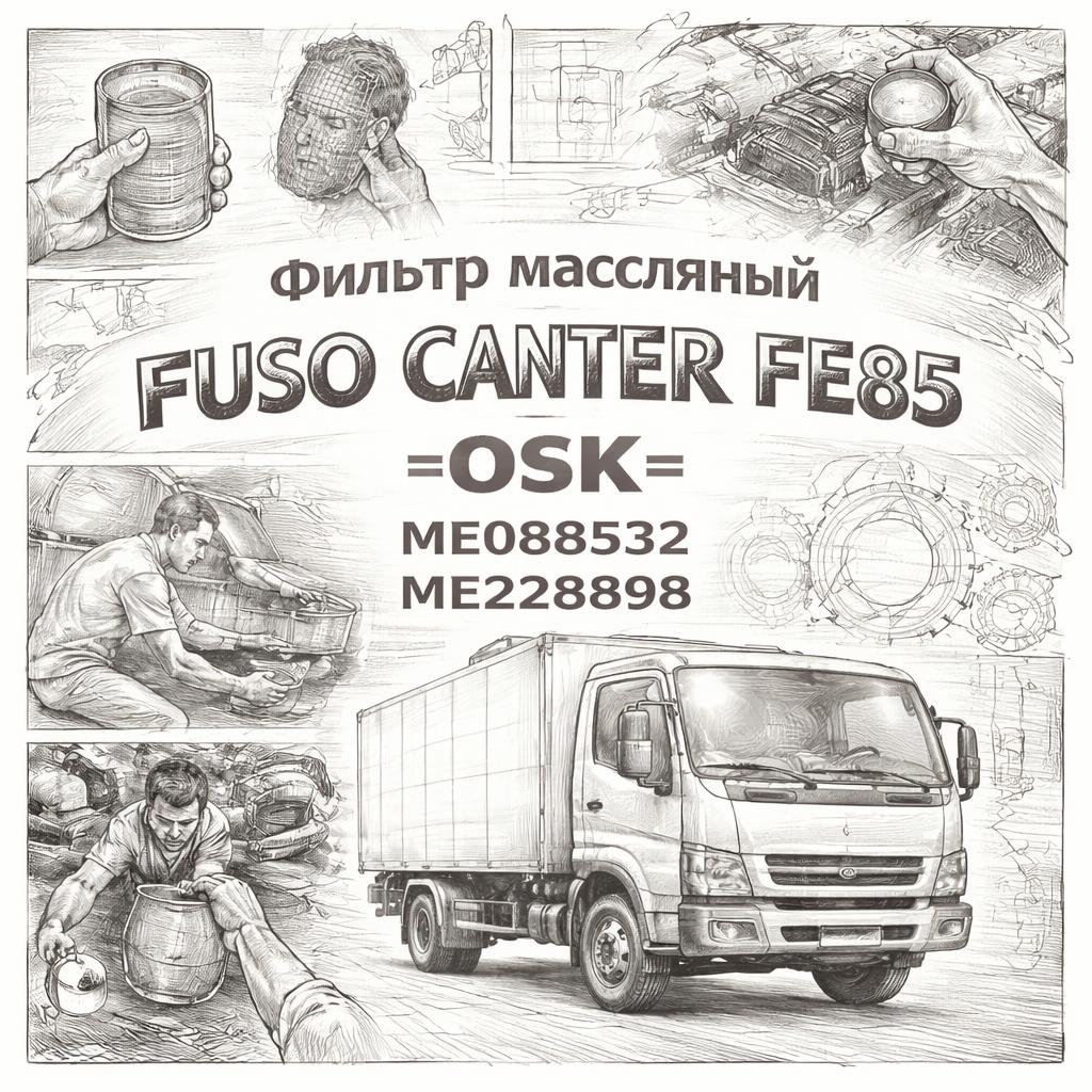 Фильтр масляный Fuso Canter FE85 =OSK= (ME088532 ME228898) фото в интернет-магазине РСТ-Моторс