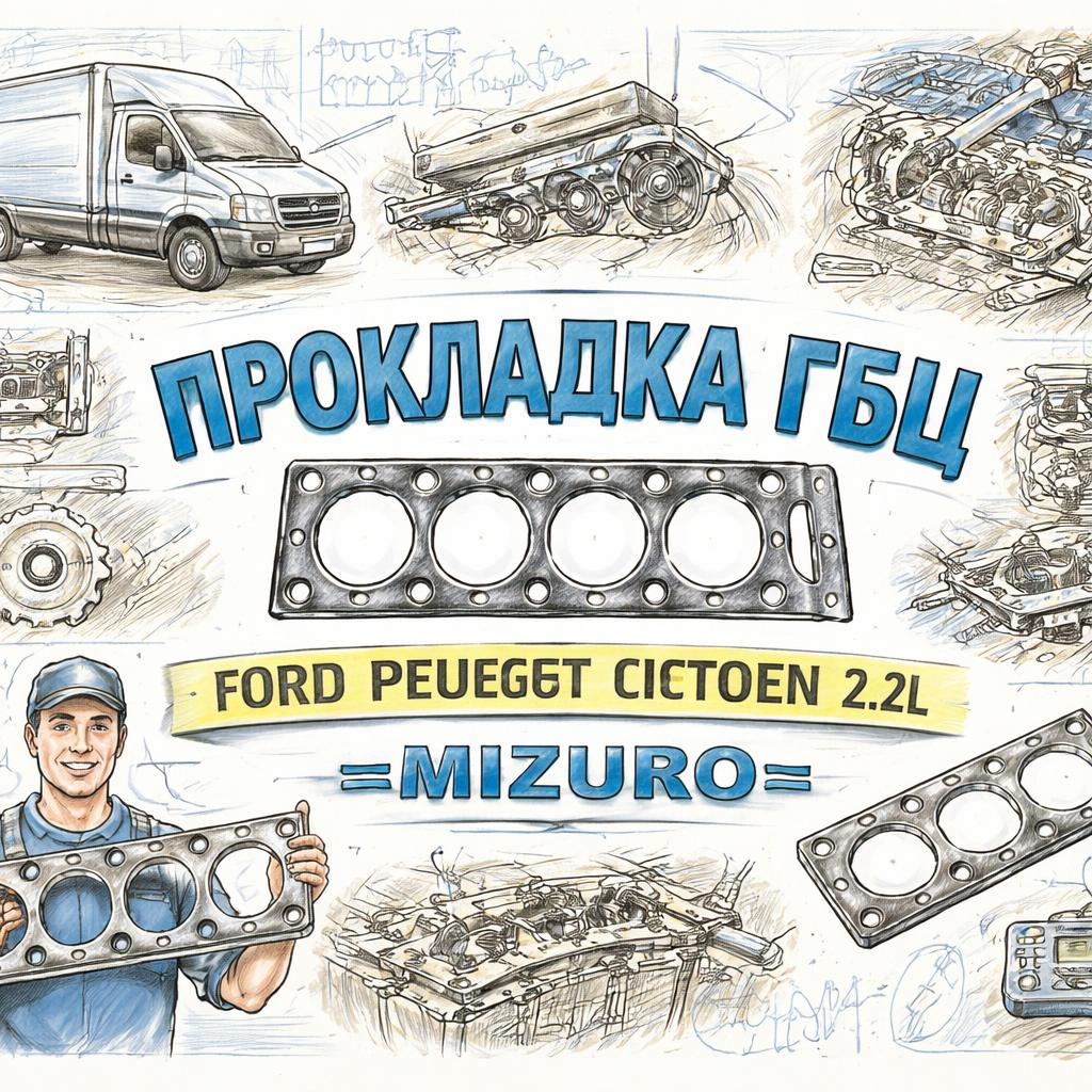 Прокладка ГБЦ Ford Peugeot Citroen 2.2L =MIZURO= (6C1Q 6051CB) фото в интернет-магазине РСТ-Моторс