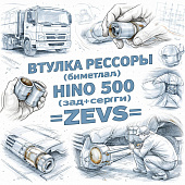 Втулка рессоры (биметалл) HINO 500 (зад+серьги) =ZEVS= (SZ38230002 986730113) фото в интернет-магазине РСТ-Моторс