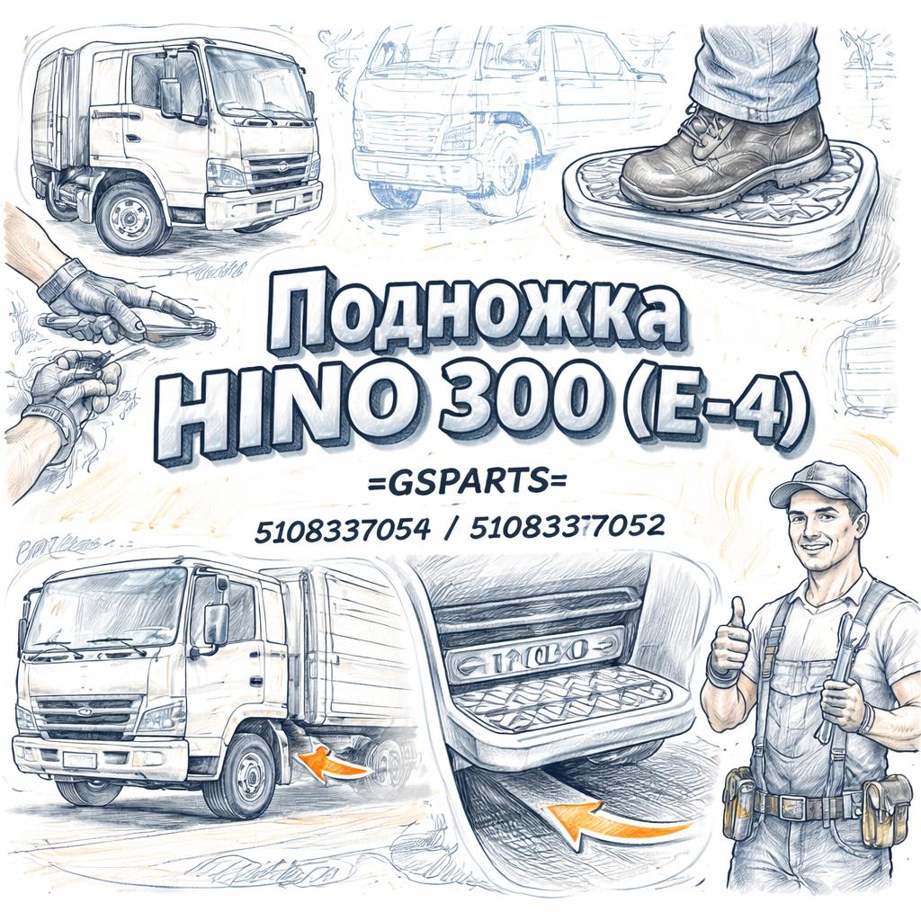 Подножка HINO 300 (E-4) правая =GSPARTS= (5108337050 5108337052) фото в интернет-магазине РСТ-Моторс