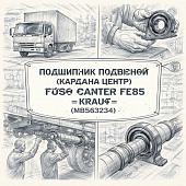 Подшипник подвесной (кардана центр) (без обоймы) Fuso Canter FE85 =KRAUF= (MB563234) фото в интернет-магазине РСТ-Моторс
