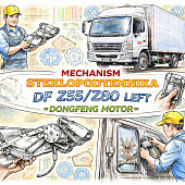 Механизм стеклоподъемника (с мотором) DF Z55/Z80 левый =Dongfeng Motor= (6104019G01201B) фото в интернет-магазине РСТ-Моторс