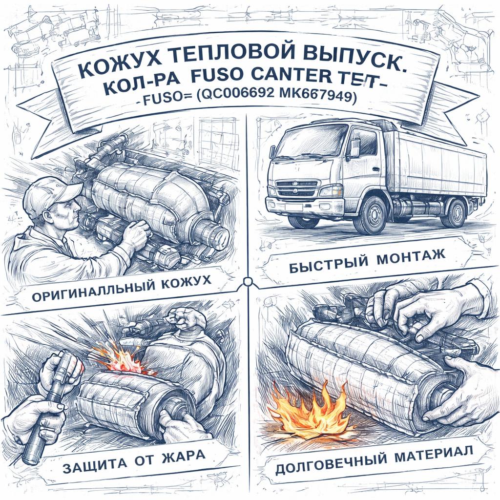 Кожух тепловой выпуск. кол-ра Fuso Canter TF =FUSO= (QC000692 MK667949) фото в интернет-магазине РСТ-Моторс