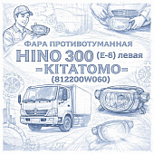 Фара противотуманная HINO 300 (E-4) левая =KITATOMO= (812200W060) фото в интернет-магазине РСТ-Моторс