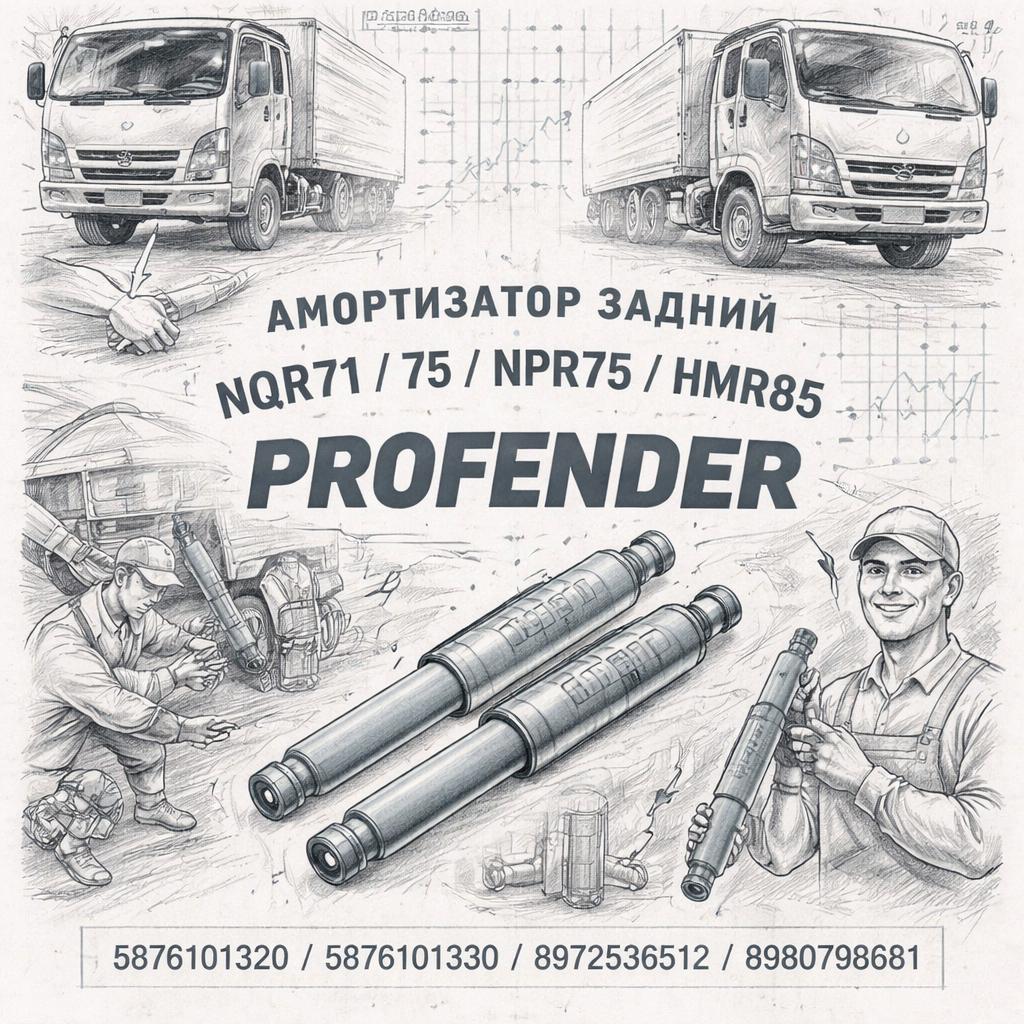 Амортизатор задний NQR71/75/NPR75/NMR85 =PROFENDER= (5876101320 5876101330 8972536512 8980798681) фото в интернет-магазине РСТ-Моторс