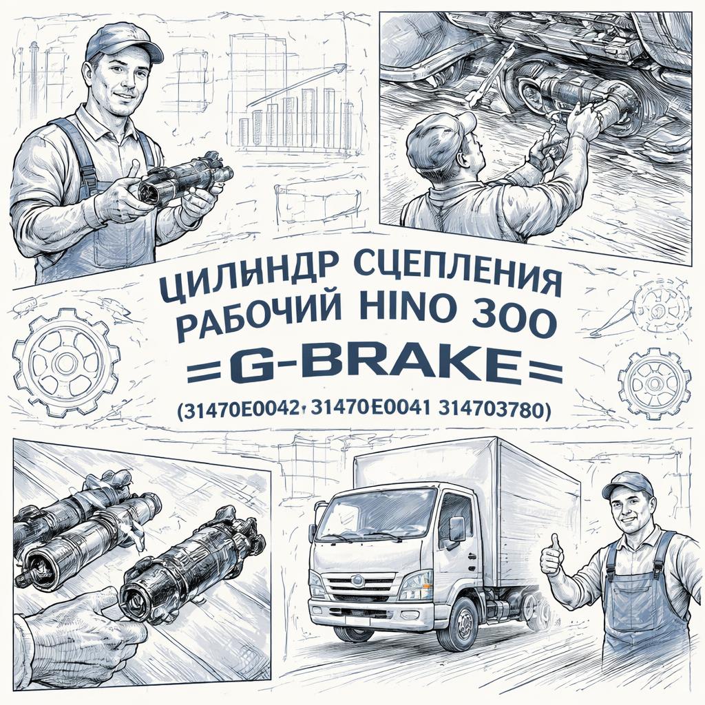 Цилиндр сцепления рабочий HINO 300 =G-BRAKE= (31470E0042 31470E0041 3147037080) фото в интернет-магазине РСТ-Моторс