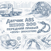 Датчик ABS HINO 300 (ШК) передний правый =ZEVS= (8954237090) фото в интернет-магазине РСТ-Моторс