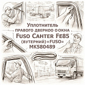 Уплотнитель правого дверного окна Fuso Canter FE85 (внутренний) =FUSO= (MK580489) фото в интернет-магазине РСТ-Моторс
