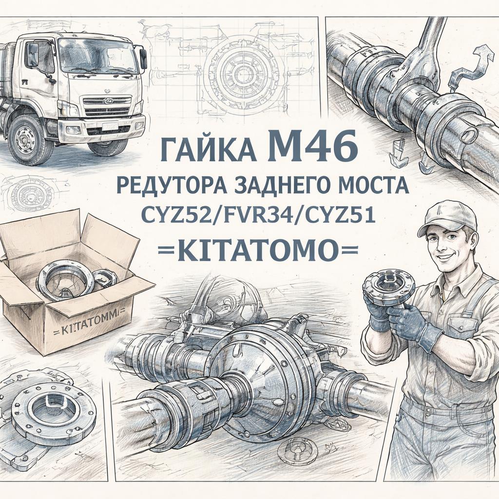 Гайка M46 редуктора заднего моста CYZ52/FVR34/CYZ51 =KITATOMO= (1094490710) фото в интернет-магазине РСТ-Моторс