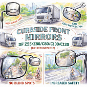 Зеркало бордюрное переднее DF Z55/Z80/C80/C100/C120 (с кроншт.) =Dongfeng Motor= (8219120G07201E) фото в интернет-магазине РСТ-Моторс