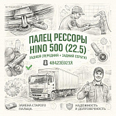 Палец рессоры HINO 500 (22.5) задней (передний+задний серьги) =GREEN FOX= (48423E0210) фото в интернет-магазине РСТ-Моторс