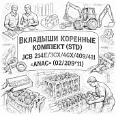 Вкладыши коренные комплект (STD)  JCB 214E/3CX/4CX/409/411 =ANAC= (02/202911) фото в интернет-магазине РСТ-Моторс