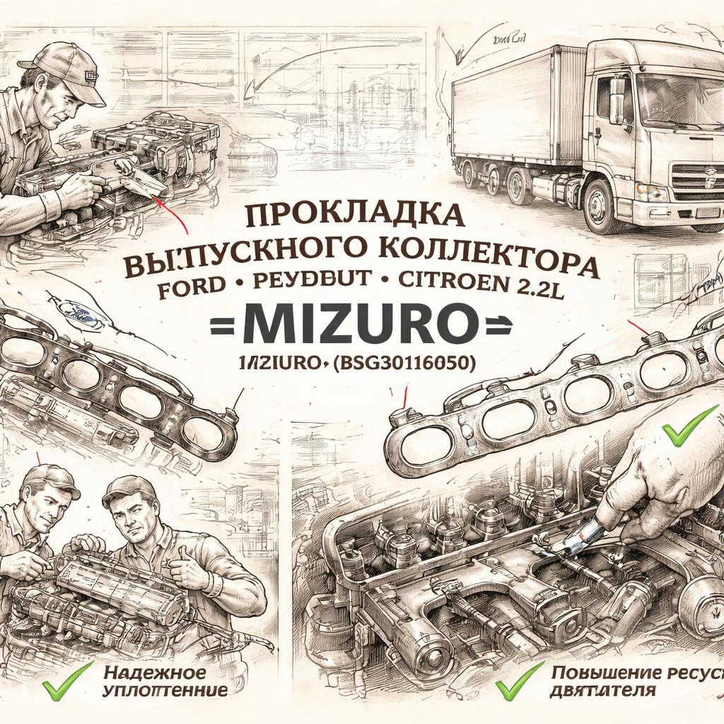 Прокладка выпускного коллектора Ford Peugeot Citroen 2.2L =MIZURO= (BSG30116050) фото в интернет-магазине РСТ-Моторс