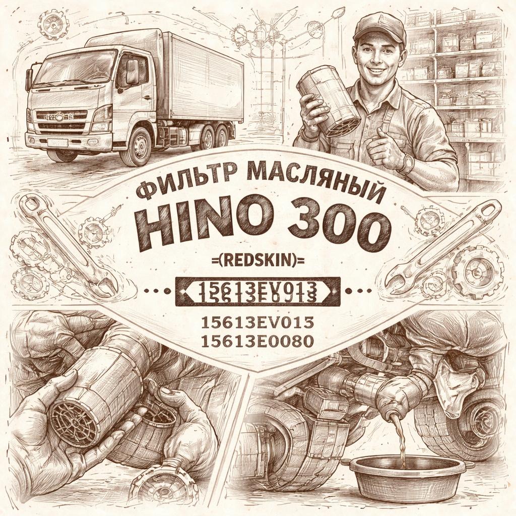 Фильтр масляный HINO 300 (All) =REDSKIN= (15613EV015 15613EV013 15613E0080) фото в интернет-магазине РСТ-Моторс