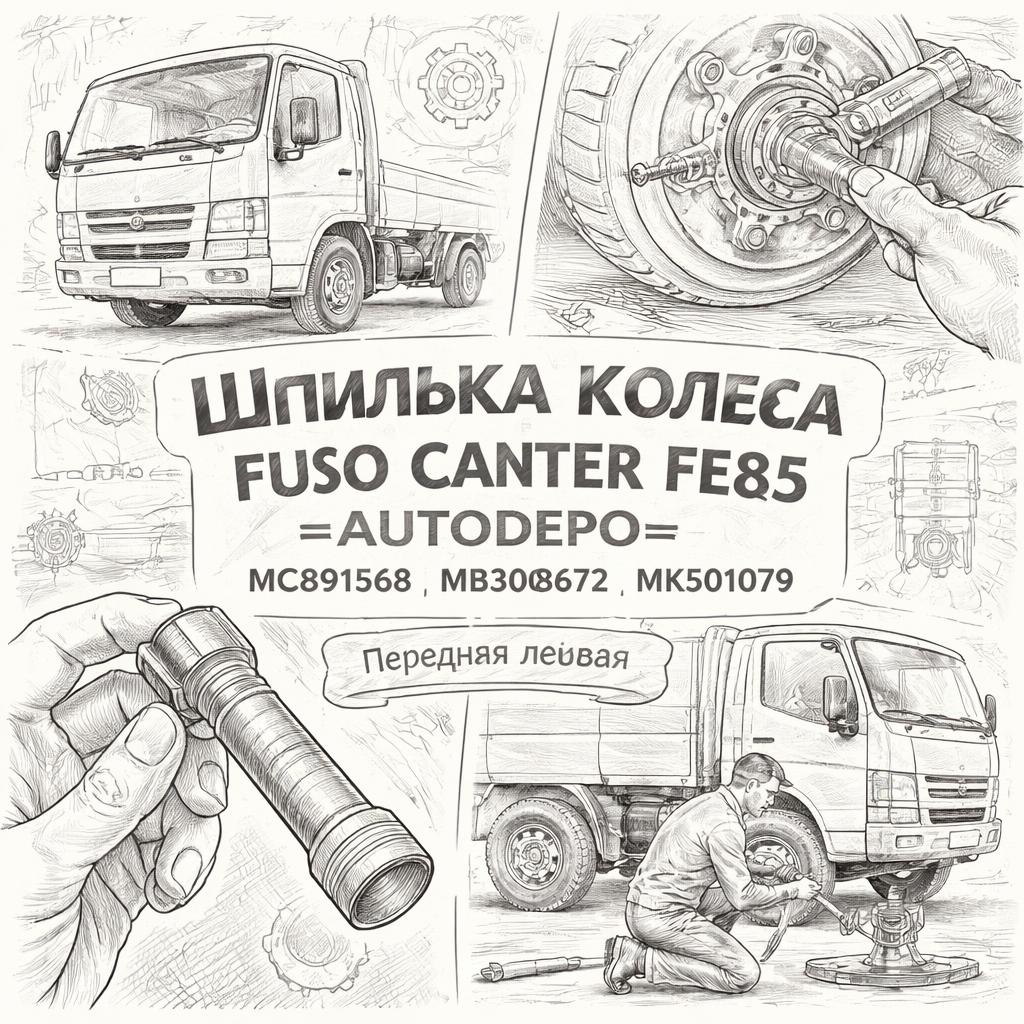 Шпилька колеса Fuso Canter FE85 передняя левая =AUTODEPO= (MC891568 MB308672 MK501079) фото в интернет-магазине РСТ-Моторс