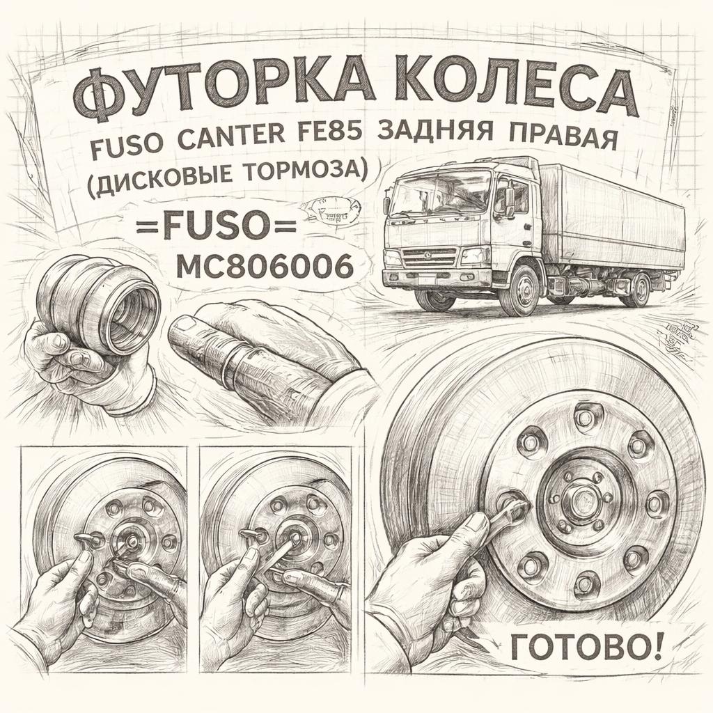 Футорка колеса Fuso Canter FE85 задняя правая (дисковые тормоза) =FUSO= (MC806006) фото в интернет-магазине РСТ-Моторс