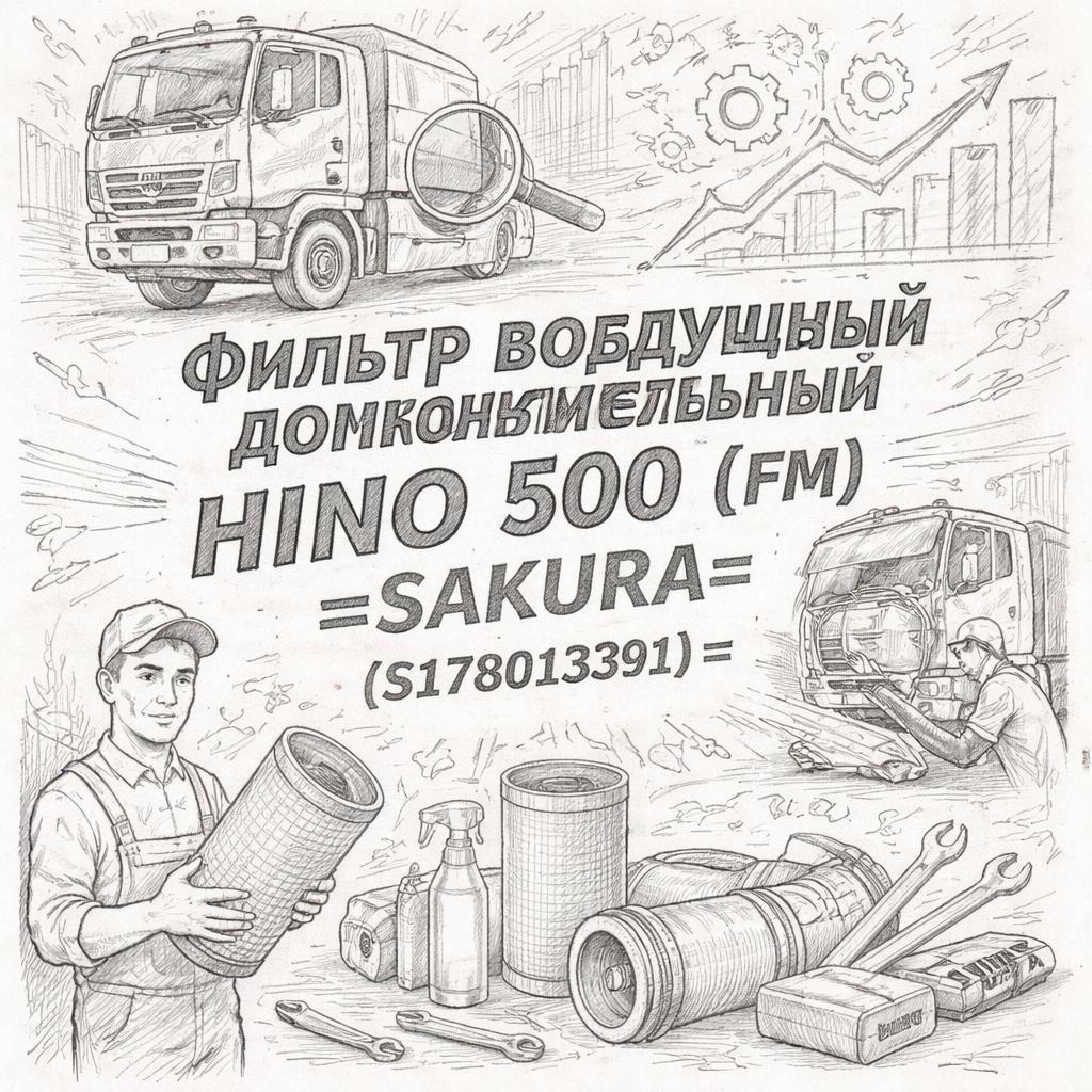 Фильтр воздушный дополнительный HINO 500 (FM) =SAKURA= (S178013391) фото в интернет-магазине РСТ-Моторс