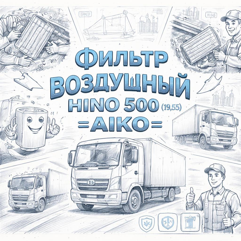 Фильтр воздушный HINO 500 (19.5) =AIKO= (17801EW110 S178013360) фото в интернет-магазине РСТ-Моторс
