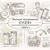 Фильтр воздушный CYZ51 (внутренний+внешний) =SKV= (1142152170 1142152030) фото в интернет-магазине РСТ-Моторс