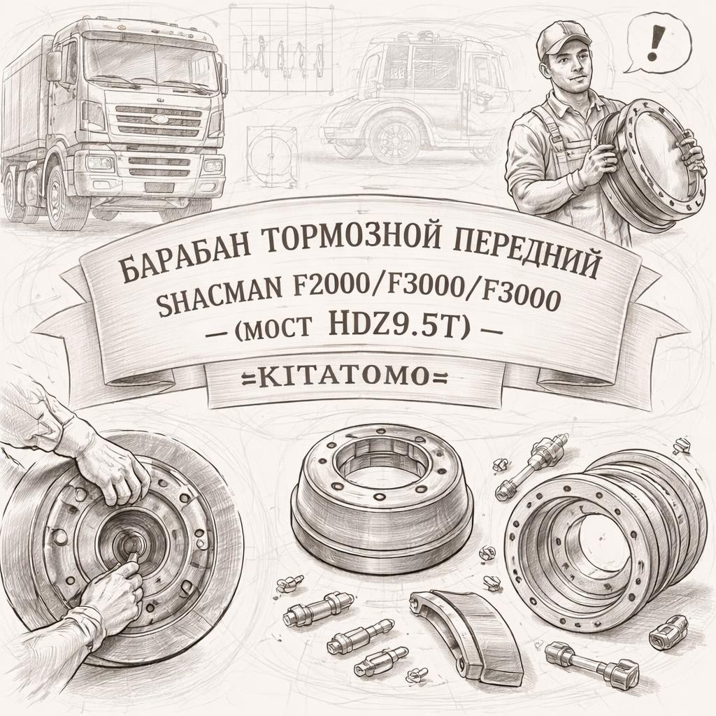 Барабан тормозной передний SHACMAN F2000/F3000/X3000 (мост HDZ9.5T) =KITATOMO= (81501100232) фото в интернет-магазине РСТ-Моторс