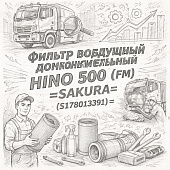 Фильтр воздушный дополнительный HINO 500 (FM) =SAKURA= (S178013391) фото в интернет-магазине РСТ-Моторс