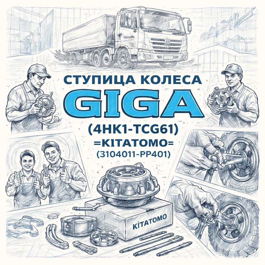 Ступица колеса "GIGA" (4HK1-TCG61) задняя =KITATOMO= (3104011-PP401) фото в интернет-магазине РСТ-Моторс