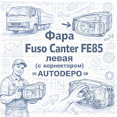 Фара Fuso Canter FE85 левая (с корректором) =AUTODEPO= (MK580647 MK353635) фото в интернет-магазине РСТ-Моторс