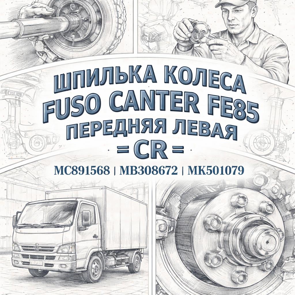 Шпилька колеса Fuso Canter FE85 передняя левая =CR= (MC891568 MB308672 MK501079) фото в интернет-магазине РСТ-Моторс