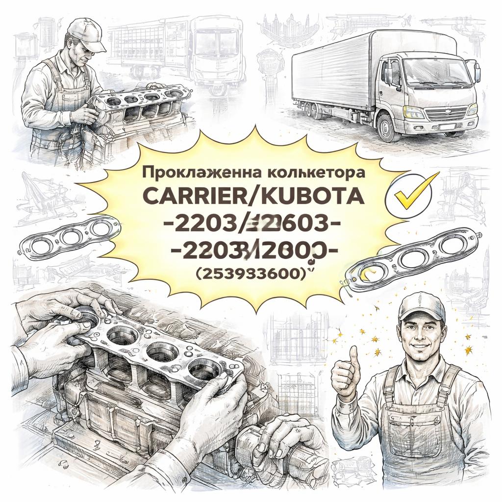 Прокладка выпускного коллектора Carrier/Kubota 2203/2403 =MIZURO= (253933600) фото в интернет-магазине РСТ-Моторс