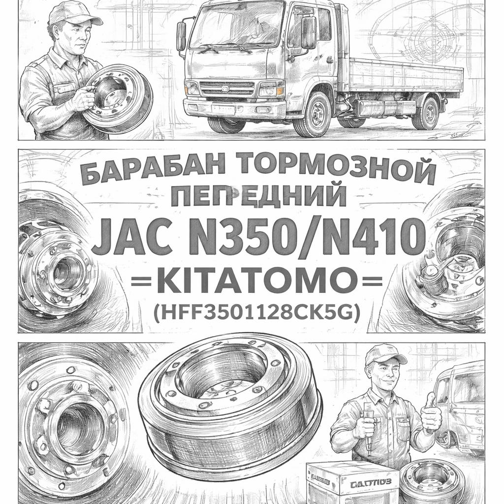 Барабан тормозной передний JAC N350/N410 =KITATOMO= (HFF3501128CK5G) фото в интернет-магазине РСТ-Моторс