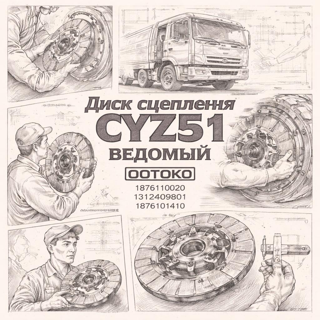 Диск сцепления CYZ51 ведомый =OOTOKO= (1876110020 1312409801 1876101410) фото в интернет-магазине РСТ-Моторс