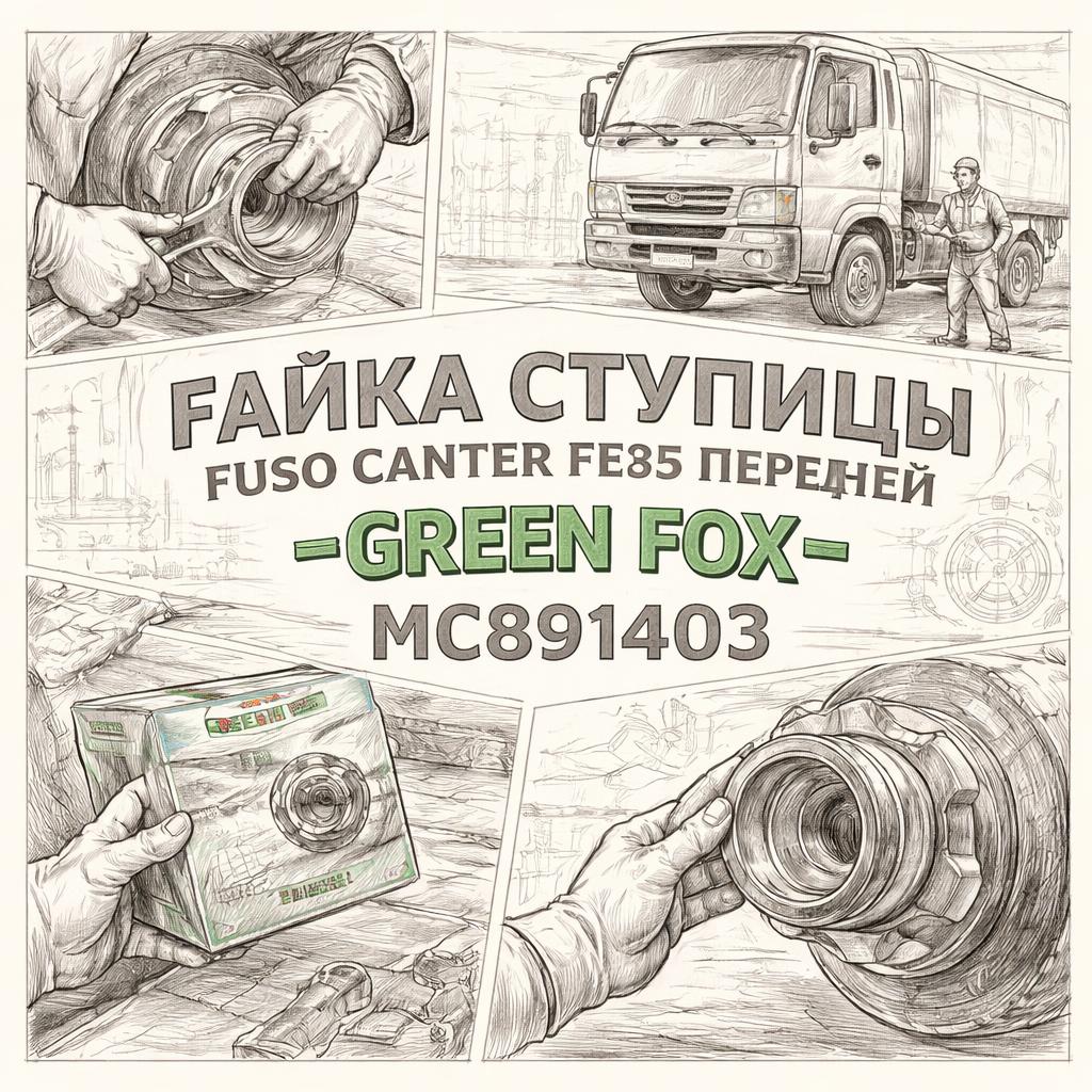 Гайка ступицы Fuso Canter FE85 передней =GREEN FOX= (MC891403) фото в интернет-магазине РСТ-Моторс