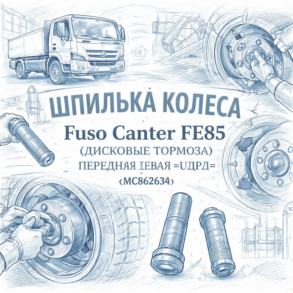 Шпилька колеса Fuso Canter FE85 (дисковые тормоза) передняя левая =UDPD= (MC862634) фото в интернет-магазине РСТ-Моторс