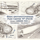 Фара противотуманная Fuso Canter TF (FEC9) левая =GREEN FOX= (MK580561 ML250077) фото в интернет-магазине РСТ-Моторс