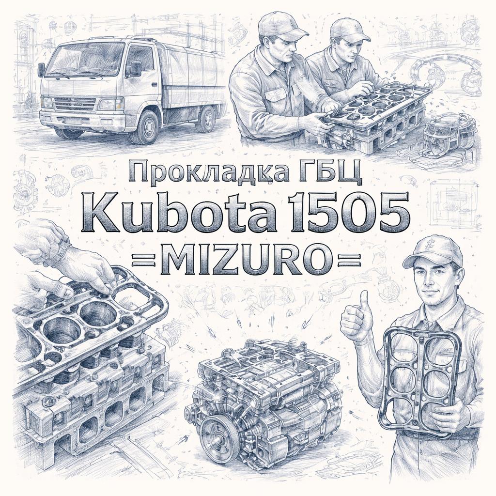 Прокладка ГБЦ Kubota 1505 =MIZURO= (1639403313) фото в интернет-магазине РСТ-Моторс