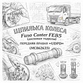 Шпилька колеса Fuso Canter FE85 (дисковые тормоза) передняя правая =UDPD= (MC862635) фото в интернет-магазине РСТ-Моторс