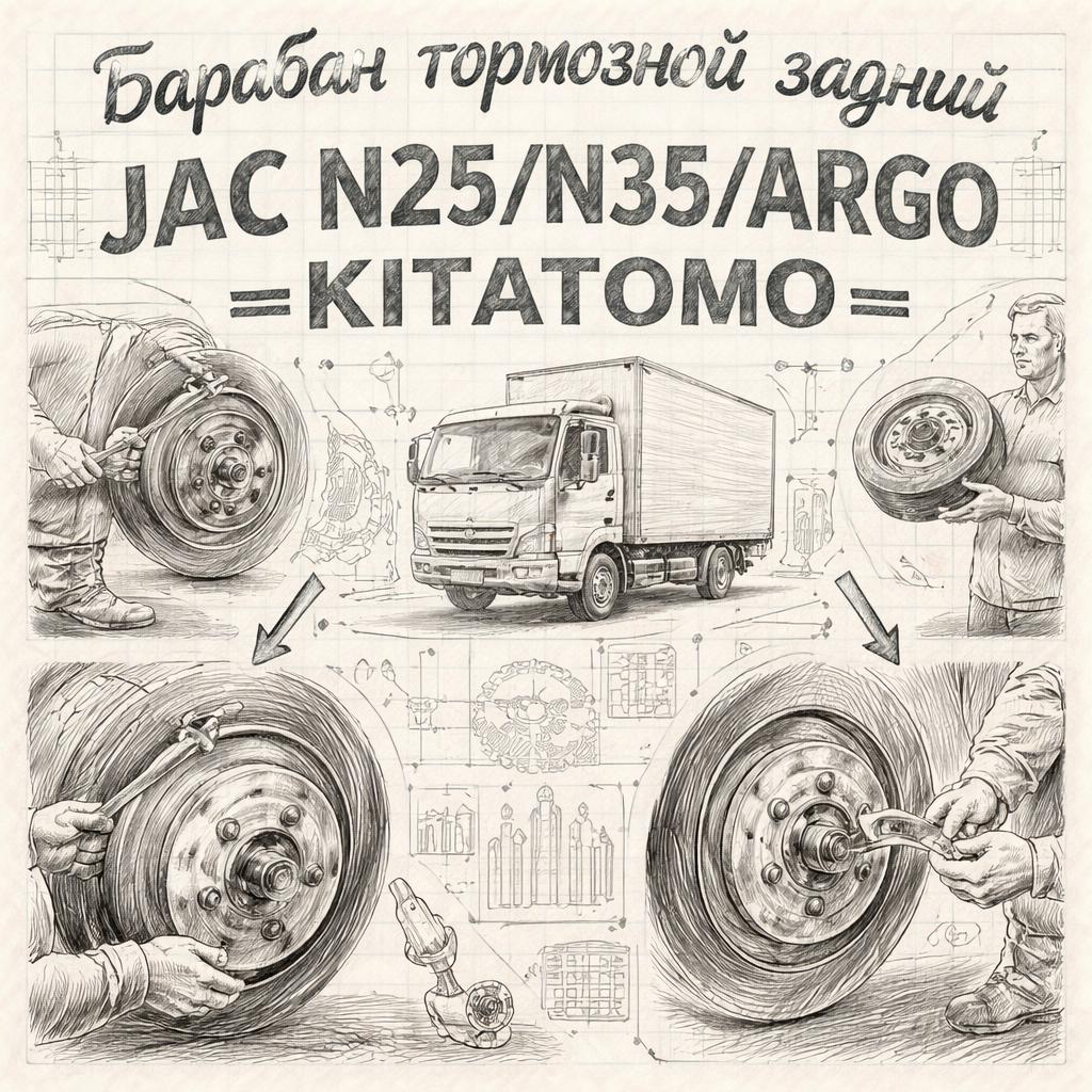 Барабан тормозной задний JAC N25/N35/ARGO =KITATOMO= (2100220020) фото в интернет-магазине РСТ-Моторс