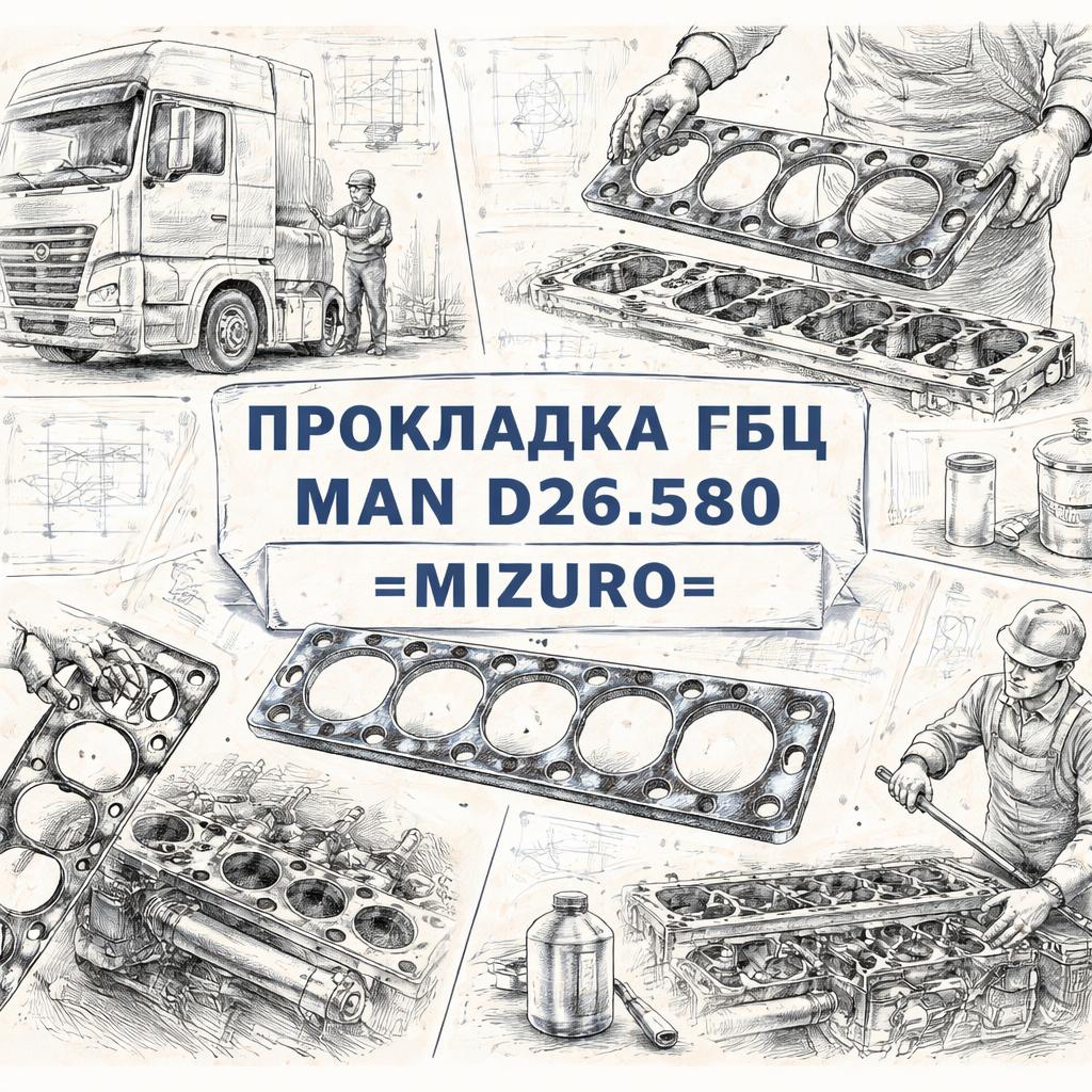 Прокладка ГБЦ MAN D26.580 =MIZURO= (51039010421) фото в интернет-магазине РСТ-Моторс