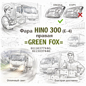 Фара HINO 300 (E-4) правая =GREEN FOX= (8111037440 8113037440) фото в интернет-магазине РСТ-Моторс