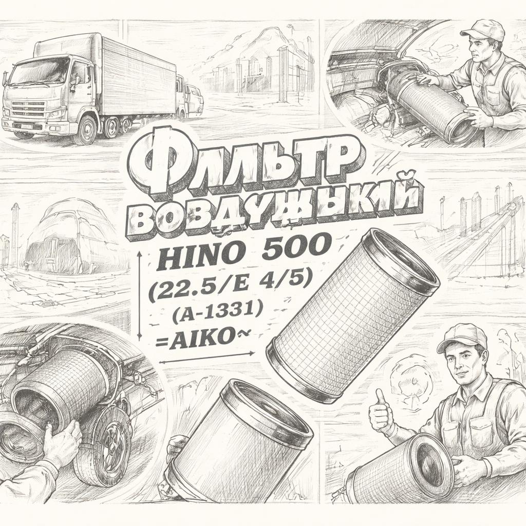 Фильтр воздушный HINO 500 (22.5/E 4/5) (А-1331) =AIKO= (S178013380) фото в интернет-магазине РСТ-Моторс