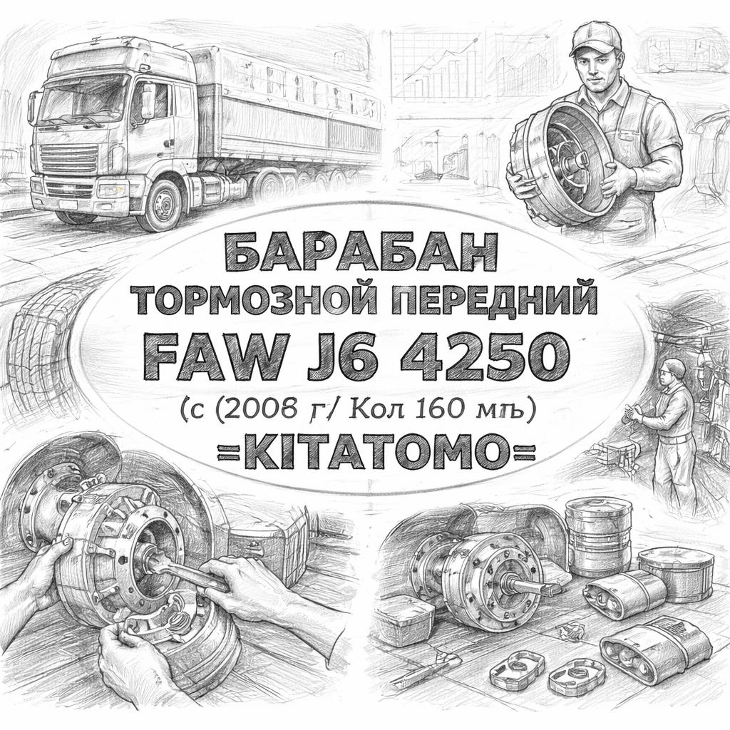 Барабан тормозной передний FAW J6 4250 (c 2007 г/кол 160 мм) =KITATOMO= (35015714E) фото в интернет-магазине РСТ-Моторс
