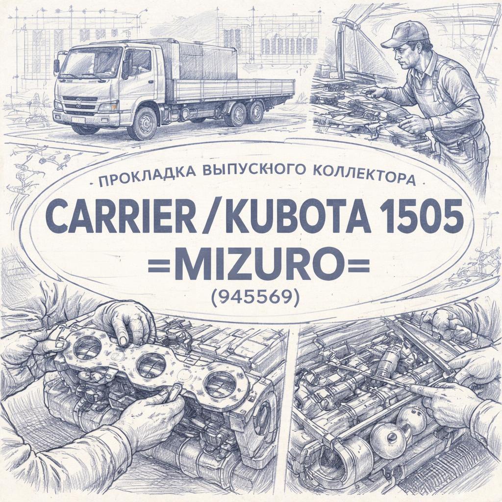 Прокладка выпускного коллектора Carrier/Kubota 1505 =MIZURO= (945569) фото в интернет-магазине РСТ-Моторс